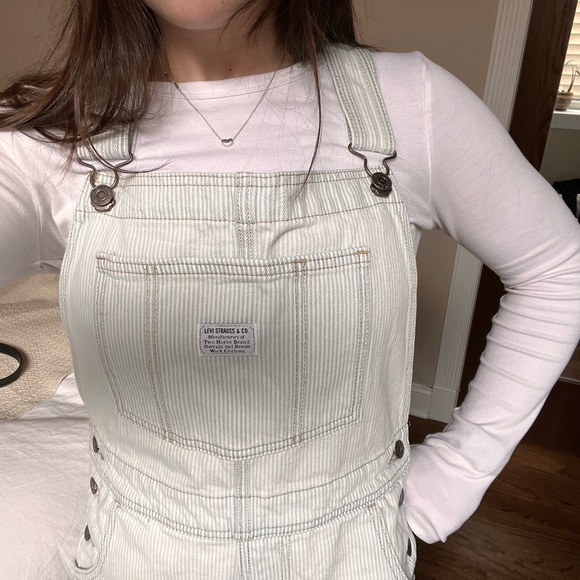 Levi's Size Medium Blue Stripey Vintage Shortalls - Picture 3 of 12